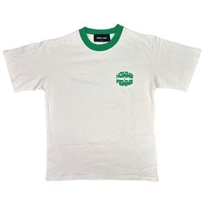 Homme + Femme LA Cream & Green Crew Neck Tee - Size Small